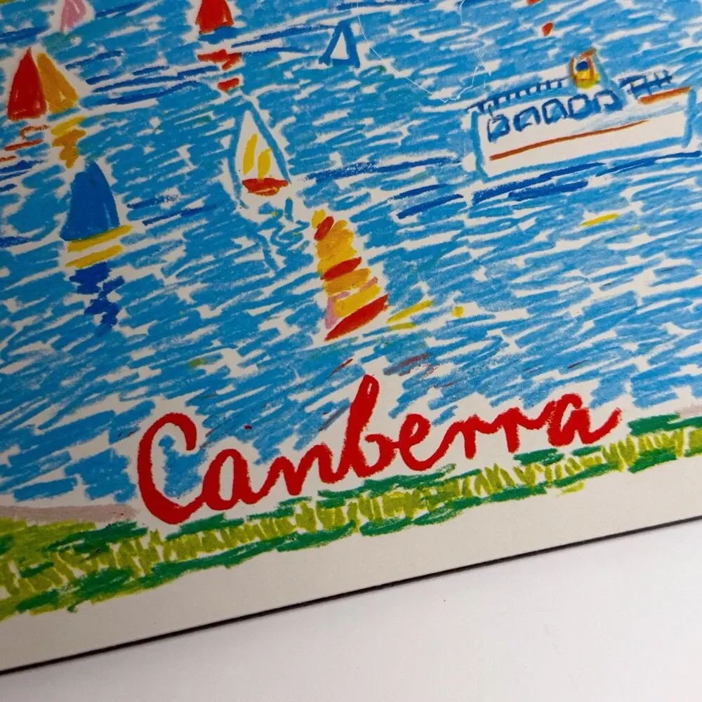 1983 Ken Done Australian City Placemats Trivets Set Sydney Melbourne Perth